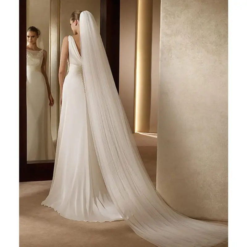 1/2/3 Tiers 3M Womens Cathedral Length Wedding Headwear Minimalist Simple Solid Color Tulle Trailing Bridal With Plastic comb
1/2/3 Tiers 3M Womens Cathedral Length Wedding Headwear Minimalist Simple Solid Color Tulle Trailing Bridal With Plastic comb