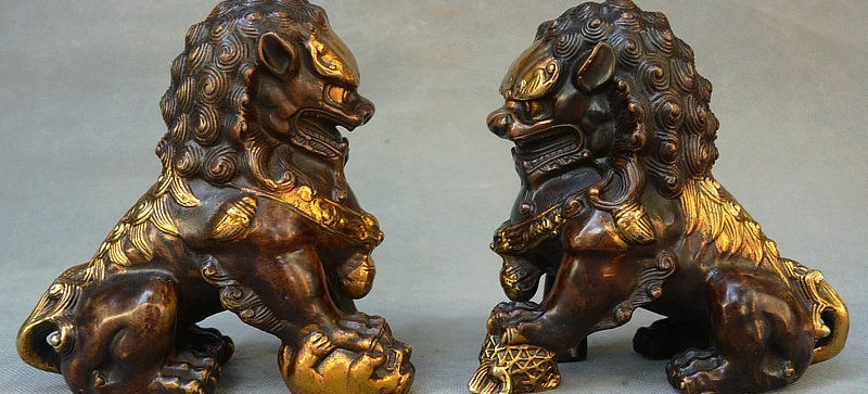 China Dynasty FengShui Bronze Foo Fu Dog Guardion Lion Lionet Animal Statue Pai
China Dynasty FengShui Bronze Foo Fu Dog Guardion Lion Lionet Animal Statue Pai