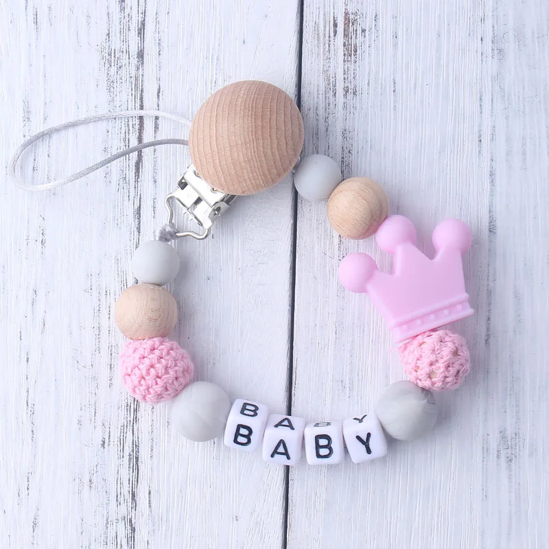 Personalized Name 1pcs Pink Silicone Baby Pacifier Clips Crochet Beads Silicone Crown Pacifier Chain Holder Baby Shower Gift
Personalized Name 1pcs Pink Silicone Baby Pacifier Clips Crochet Beads Silicone Crown Pacifier Chain Holder Baby Shower Gift