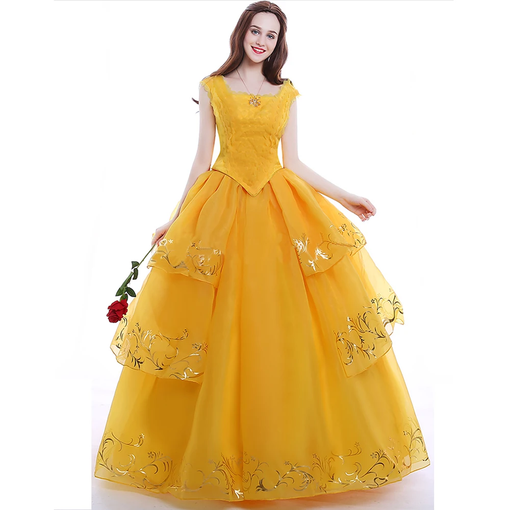 Moive Beauty And Beast Belle Cosplay Costume Adult Bella Princess Yellow Dress Women Girls Halloween Party Dresses Top Quality
Moive Beauty And Beast Belle Cosplay Costume Adult Bella Princess Yellow Dress Women Girls Halloween Party Dresses Top Quality