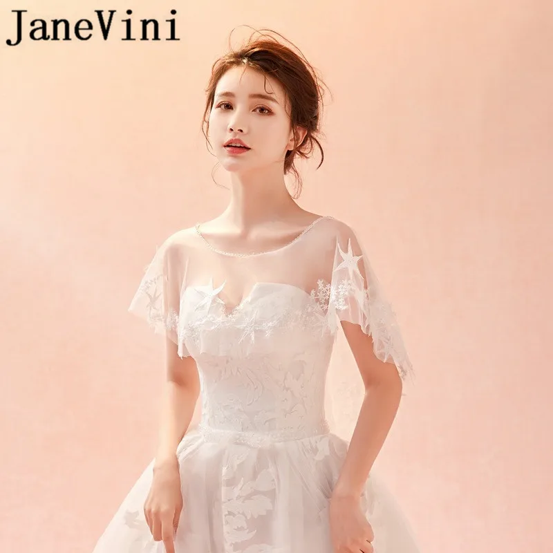 JaneVini Korea White Bridal Cape Formal Shawl Mariage Star Lace Wedding Bolero Lace Bollero Women Beaded Shrug Bride Accessories
JaneVini Korea White Bridal Cape Formal Shawl Mariage Star Lace Wedding Bolero Lace Bollero Women Beaded Shrug Bride Accessories