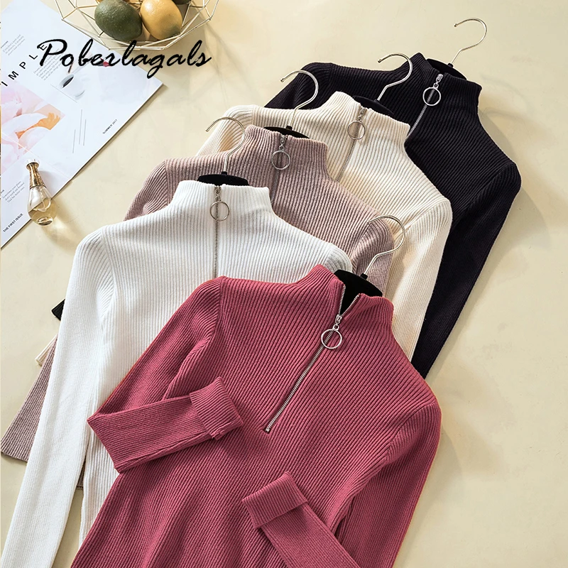 Autumn winter Sweaters Women 2019 Sexy Slim solid color Korean zipper sweater knit Pullovers bottom ladies sweater pullover
Autumn winter Sweaters Women 2019 Sexy Slim solid color Korean zipper sweater knit Pullovers bottom ladies sweater pullover