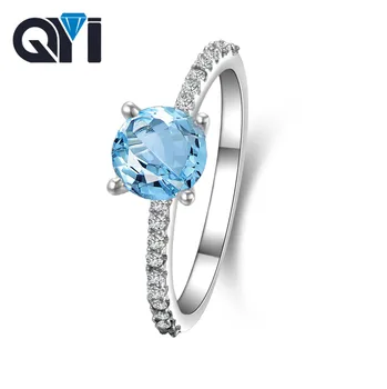 QYI Real 925 Sterling Silver Solitaire Rings For Women1.25ct Round Cut Blue Stone Fine Jewelry Natural Sky Blue Topaz Ring
QYI Real 925 Sterling Silver Solitaire Rings For Women1.25ct Round Cut Blue Stone Fine Jewelry Natural Sky Blue Topaz Ring
