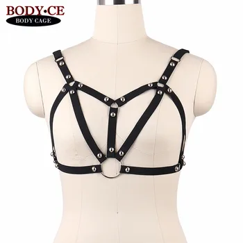 Rivet Punk Goth Harajuku Body Harness Lingerie Bondage Bra Black Elastic Strappy Tops Cage Halter Bustier Burlesque dance dress 
Rivet Punk Goth Harajuku Body Harness Lingerie Bondage Bra Black Elastic Strappy Tops Cage Halter Bustier Burlesque dance dress