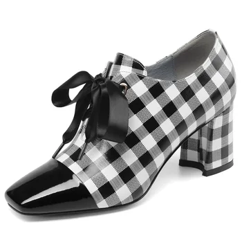 Elegant luxury brand-name full leather beef tendon deep mouth women's single shoes plaid pattern high heel lace-up shoes women
Elegant luxury brand-name full leather beef tendon deep mouth women's single shoes plaid pattern high heel lace-up shoes women