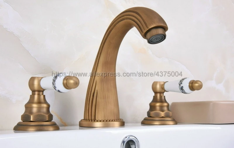 Antique Brass 3 Holes Double Handle Bathroom Sink Faucet Bathbasin Bathtub Taps Hot Cold Mixer Water Nan071
Antique Brass 3 Holes Double Handle Bathroom Sink Faucet Bathbasin Bathtub Taps Hot Cold Mixer Water Nan071