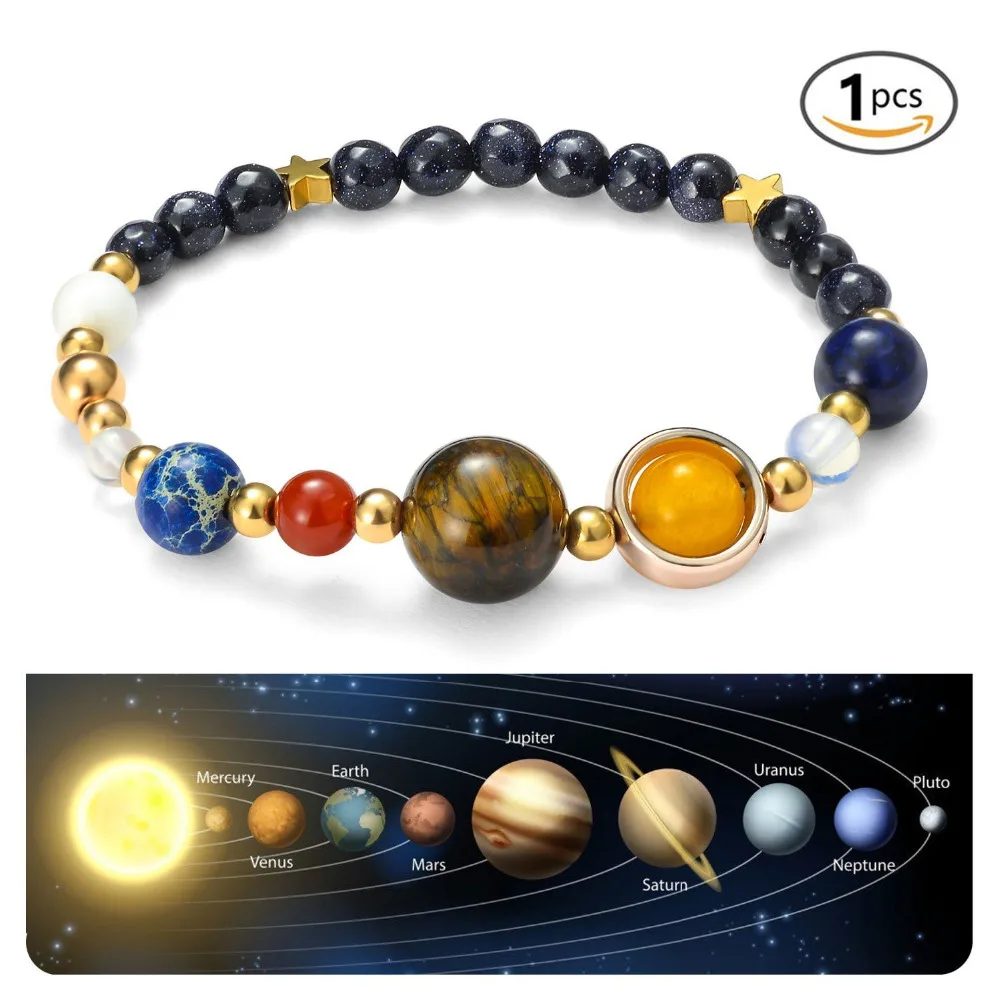 Universe Galaxy the Eight Planets in Solar System Guardian Star Bracelet Women Man Natural Stone Beads Stretch Bangle Gift
Universe Galaxy the Eight Planets in Solar System Guardian Star Bracelet Women Man Natural Stone Beads Stretch Bangle Gift