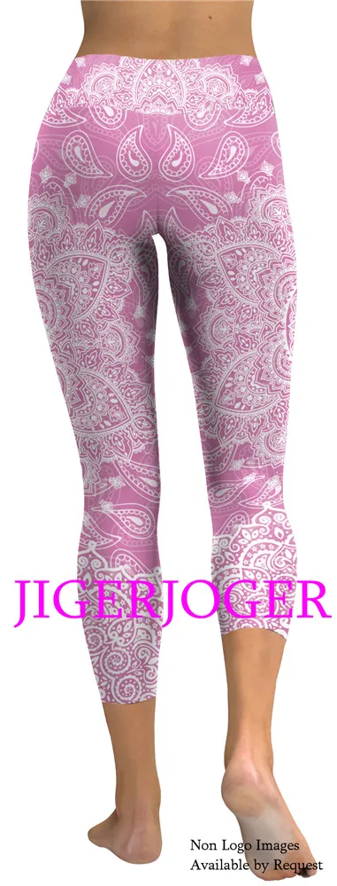 JIGERJOGER Spring Yellow Ganesha Capris Leggings JIGERJOGER Spring Yellow Ganesha Capris Leggings