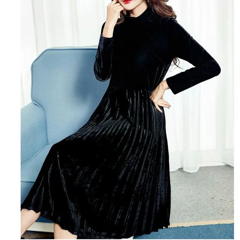 Turtleneck Pleated Velour Dress 2019 Europe A-Line Velvet Dresses High Waist Velour Dresses Elegant Velour Long Sleeve Dress
Turtleneck Pleated Velour Dress 2019 Europe A-Line Velvet Dresses High Waist Velour Dresses Elegant Velour Long Sleeve Dress