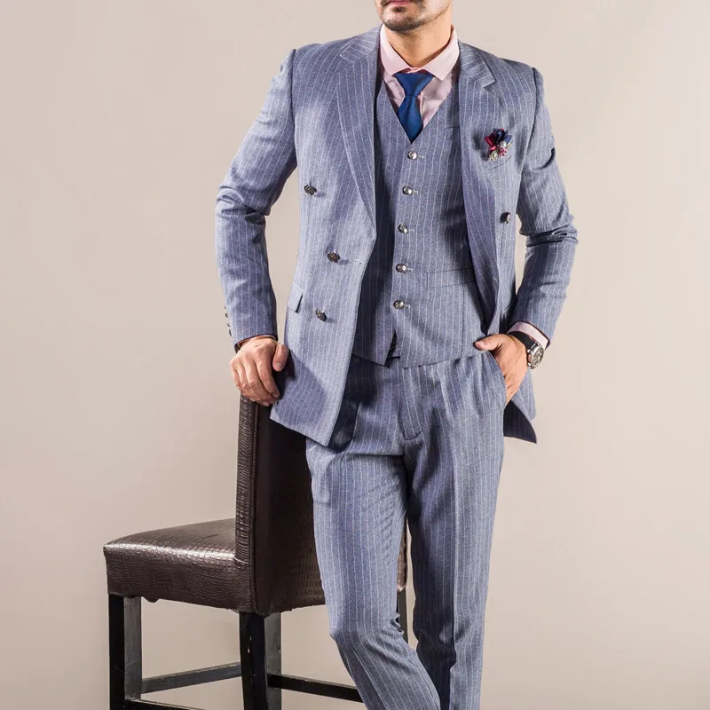 OSCN7-Grey-Double-Breasted-Pinstriped-Custom-Men-Suit-2018-Retro-Wool-Slim-Fit-3-Piece-Tailor