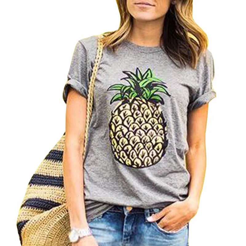 Fashion Summer Girl 3Colors Plus Size O-Neck Short Sleeve Solid Pineapple Printing Casual T-Shirt Women's Clothing Street Shoot 
Fashion Summer Girl 3Colors Plus Size O-Neck Short Sleeve Solid Pineapple Printing Casual T-Shirt Women's Clothing Street Shoot