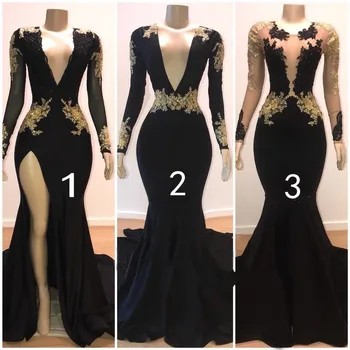2019 Black Mermaid Prom Dresses Sexy V Neckline Applique Slit Evening Gowns Beaded Long Sleeves robe de soiree vestido debutante
2019 Black Mermaid Prom Dresses Sexy V Neckline Applique Slit Evening Gowns Beaded Long Sleeves robe de soiree vestido debutante