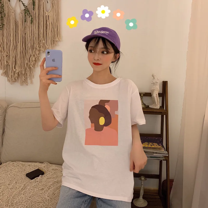 Loose Printed Ins Short-sleeved Tshirt Female Harajuku Women's T-shirts Tops Japanese Kawaii Ladies Ulzzang Clothes For Women
Loose Printed Ins Short-sleeved Tshirt Female Harajuku Women's T-shirts Tops Japanese Kawaii Ladies Ulzzang Clothes For Women