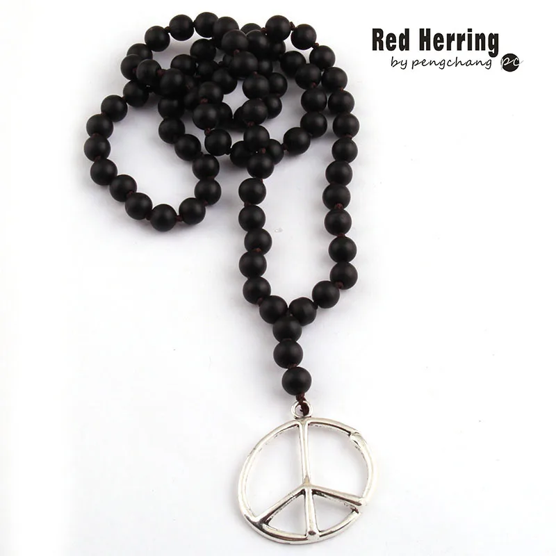 Фото Free Shipping Fashion Bohemian Tribal Jewelry Black Stone Knotted Peace Pendant Necklaces For Women Ethnic Necklace | Украшения и