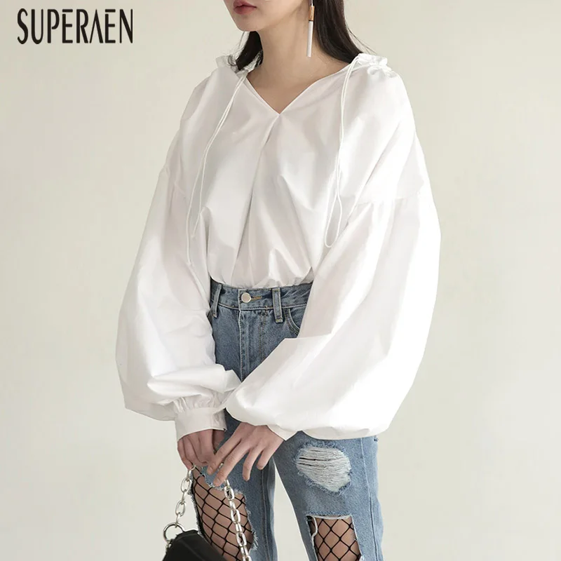 SuperAen Korean Style Cotton Women Fashion Blouses and Tops Solid Color Long Sleeve V-neck Wild Shirts Female Autumn New 2018
SuperAen Korean Style Cotton Women Fashion Blouses and Tops Solid Color Long Sleeve V-neck Wild Shirts Female Autumn New 2018