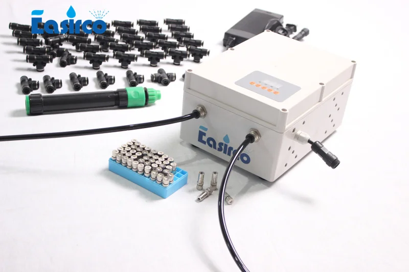 40pcs nozzle outdoor cooling system with Solenoid valve and programmable cycle timer (water resource from water tape)
40pcs nozzle outdoor cooling system with Solenoid valve and programmable cycle timer (water resource from water tape)