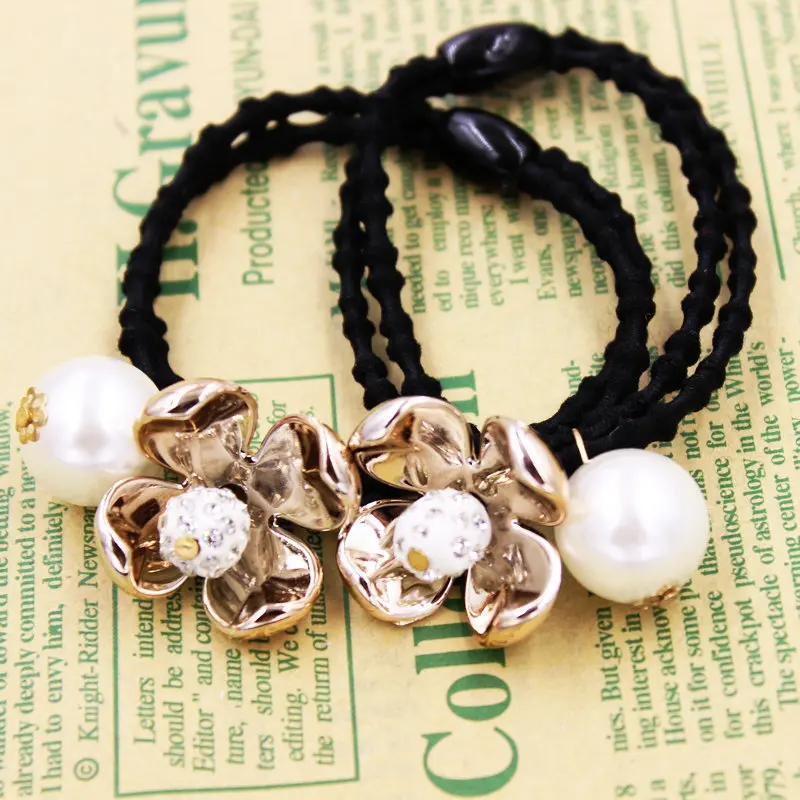 2015 New Hair Holder Doublue Layers Black Elastic Crystal Ball Gold Plated Flower Pearls Girl Women Super Beauty Tie Gum
2015 New Hair Holder Doublue Layers Black Elastic Crystal Ball Gold Plated Flower Pearls Girl Women Super Beauty Tie Gum