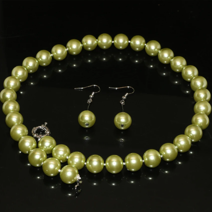 Unique Design High Grade Simulated-pearl Shell Light Green Round 12mm Beads Necklace Earrings for Women Jewelry Set 18inch B2325
Unique Design High Grade Simulated-pearl Shell Light Green Round 12mm Beads Necklace Earrings for Women Jewelry Set 18inch B2325