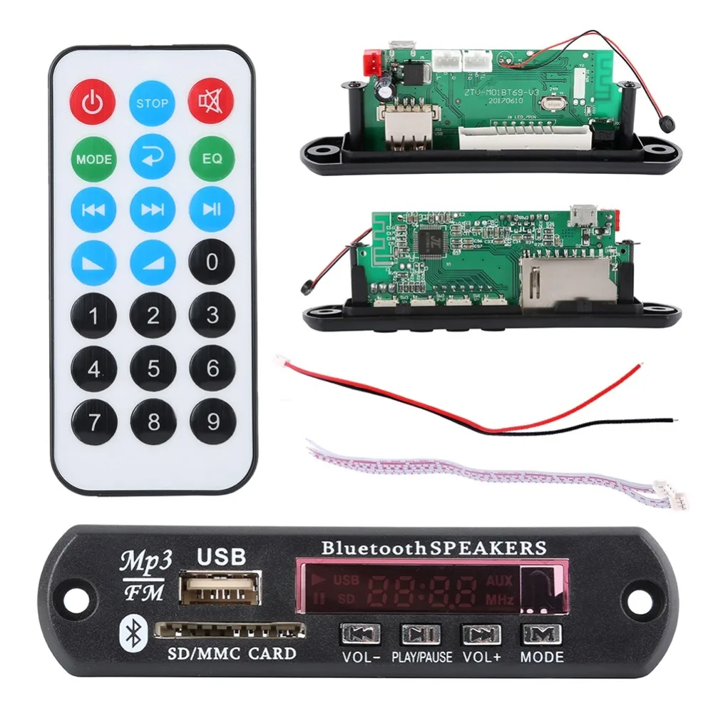 12V USB Bluetooth 4.2 MP3 decoder board module w/SD card slot/USB/FM/remote decoding board module
12V USB Bluetooth 4.2 MP3 decoder board module w/SD card slot/USB/FM/remote decoding board module