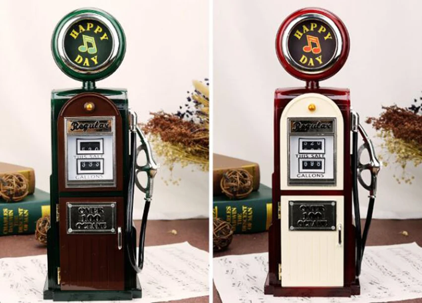 Retro Simulation Tanker Model Music Box Home Decoration Plastic Hand Crank Music Box Mechanism Figurines Gift With Logo