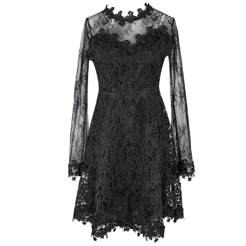 Sexy See Through Lace Dress Women 2019 A-Line Flare Long Sleeves Mini Dress O-Neck Short Black Dress Ladies Club Night Out Dress
Sexy See Through Lace Dress Women 2019 A-Line Flare Long Sleeves Mini Dress O-Neck Short Black Dress Ladies Club Night Out Dress