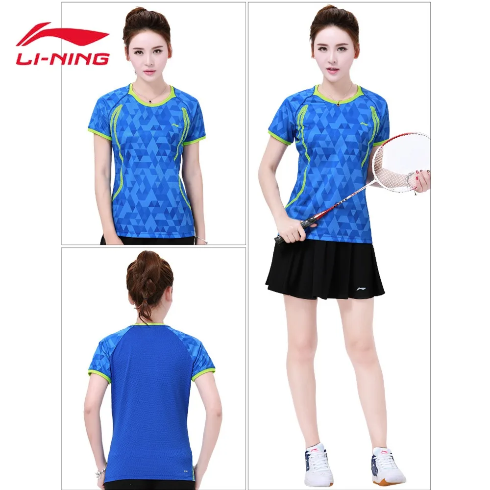 

Li-Ning Women AT DRY Badminton Shirts Breathable Light T-Shirts Quick Dry Polyester Sports Tee AAYM002 CONF17