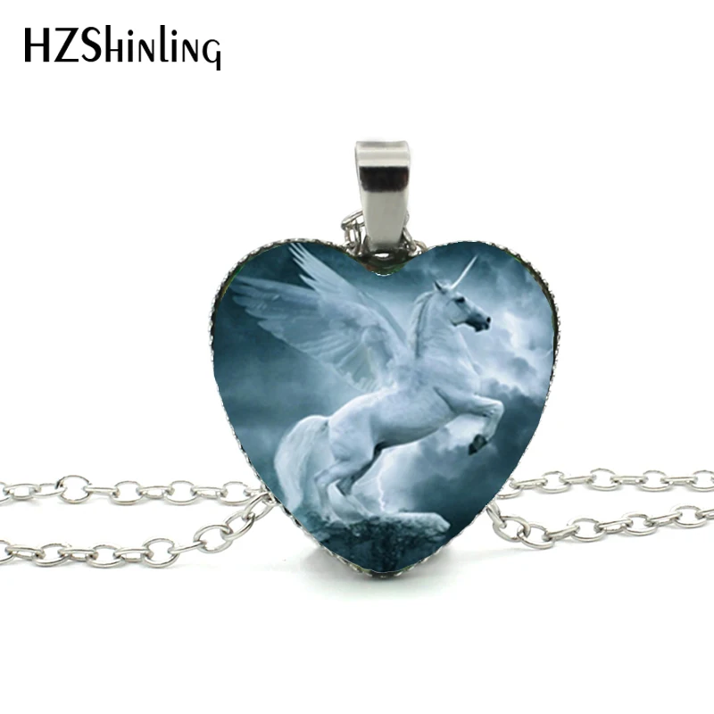 2016 новое ожерелье в форме сердца с единорогом Белое Женское Ожерелье HZ3 |