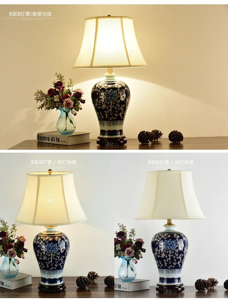 Bedroom vintage table lamp china living room Table Lamp for wedding decoration porcelain ceramic lighthouse table lamp (1)