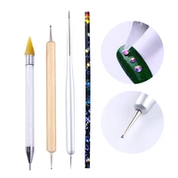 NICOLE DIARY Dual-ended Dotting Pen Drawing Brush Rhinestone Studs Picker Wax Pencil Crystal Beads Handle Nail Art Tool image