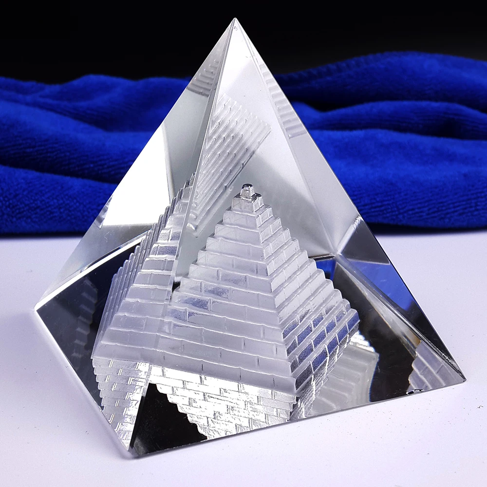 Image Free shipping Fengshui Hollow Pyramid Healing Crystal Wicca crafts Desk Paperweight