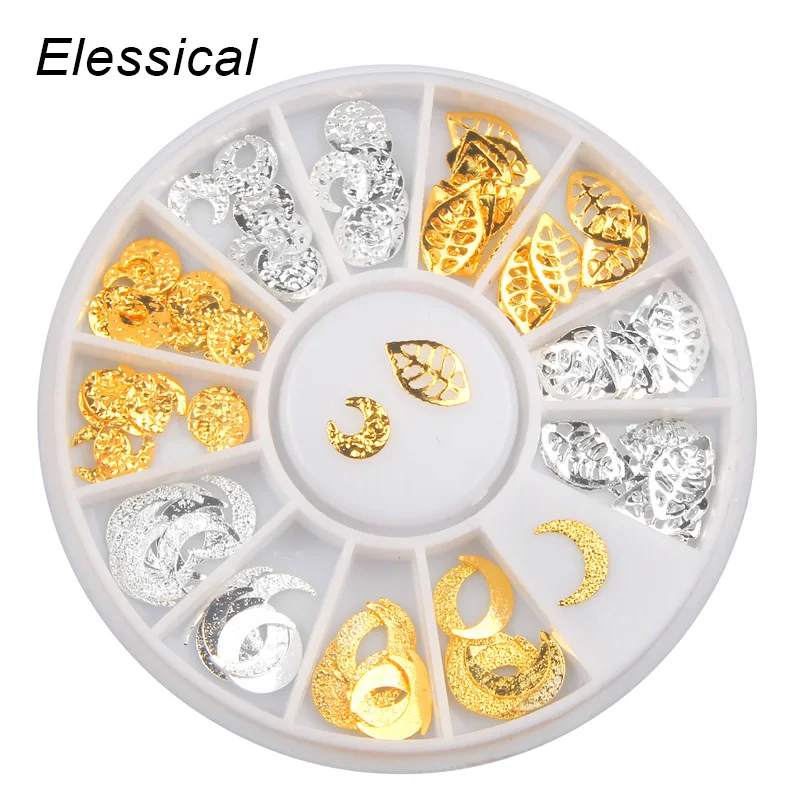 Nail Art Decoration Wheel Copper Metal Leaf Moon Shape Glitter Silver Gold 3D Nail Charms Rivet Studs Sets Nail Wheel WY594
Nail Art Decoration Wheel Copper Metal Leaf Moon Shape Glitter Silver Gold 3D Nail Charms Rivet Studs Sets Nail Wheel WY594