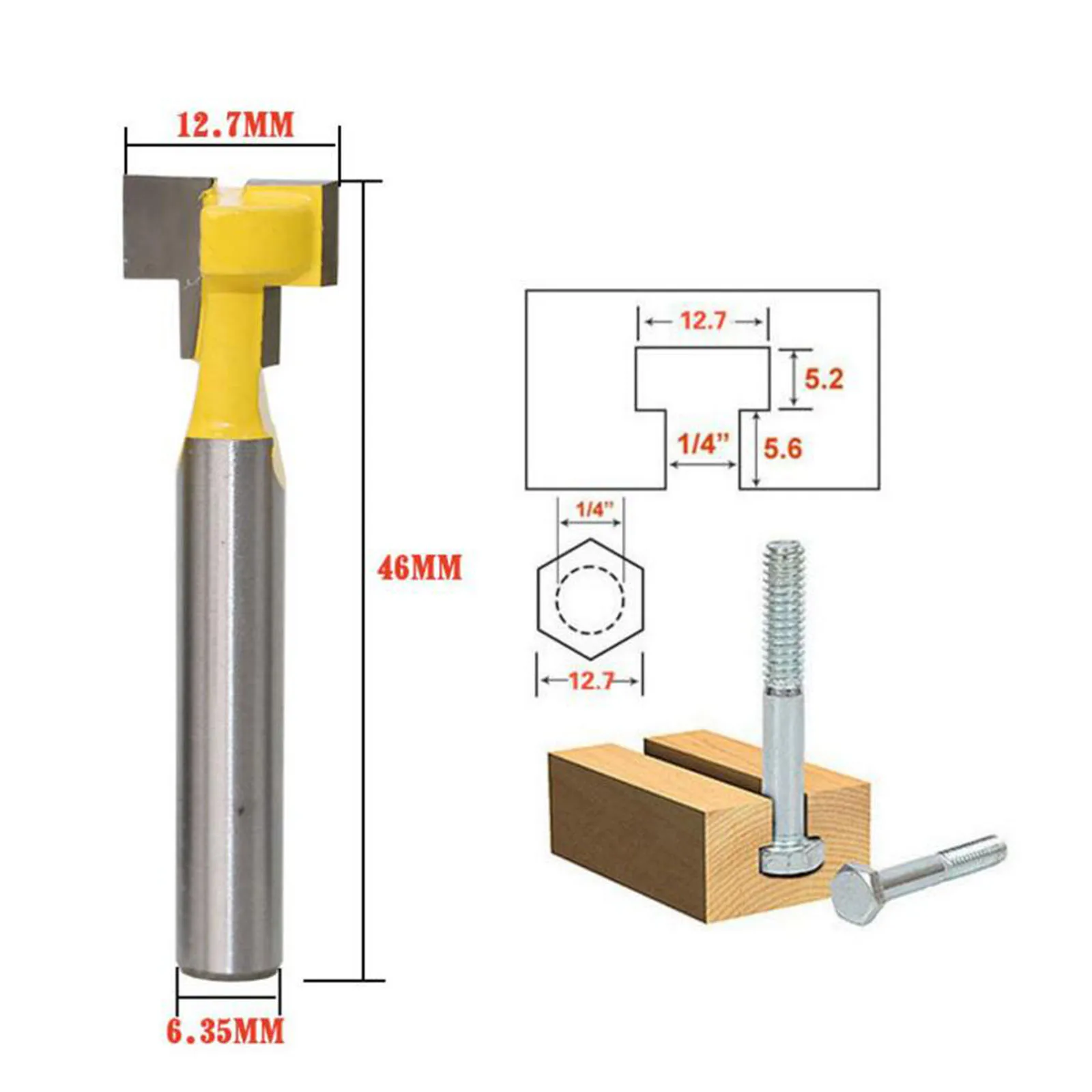 DRELD 1pc Woodworking Tool 1/4 Inch Shank Carbide T Slot Lock Hole Cutter Router Bit Wood Milling Cutter Tool 1/2inch Diameter
DRELD 1pc Woodworking Tool 1/4 Inch Shank Carbide T Slot Lock Hole Cutter Router Bit Wood Milling Cutter Tool 1/2inch Diameter
