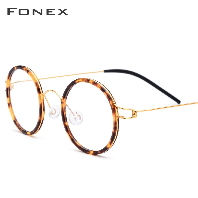 FONEX Titanium Alloy Glasses Men Acetate Round Eyeglasses Frame Women Myopia Optical Frames Prescription Screwless Eyewear 98613
FONEX Titanium Alloy Glasses Men Acetate Round Eyeglasses Frame Women Myopia Optical Frames Prescription Screwless Eyewear 98613