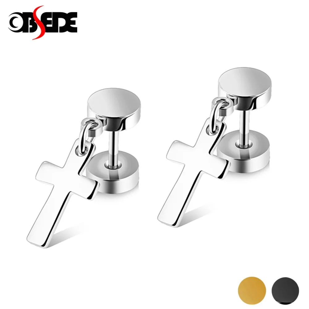 OBSEDE Punk Cross Design Stud Earrings Stainless Steel Earrings Fashion Charm Jewelry for Women Men Gifts Silver Gold Black
OBSEDE Punk Cross Design Stud Earrings Stainless Steel Earrings Fashion Charm Jewelry for Women Men Gifts Silver Gold Black