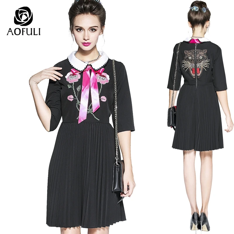 L/XL/4XL Luxury Diamond Beaded Pleated Dresses Autumn Tiger Embroidery Half Sleeve Dress Elegant Plus Size Black Dress B5969
L/XL/4XL Luxury Diamond Beaded Pleated Dresses Autumn Tiger Embroidery Half Sleeve Dress Elegant Plus Size Black Dress B5969