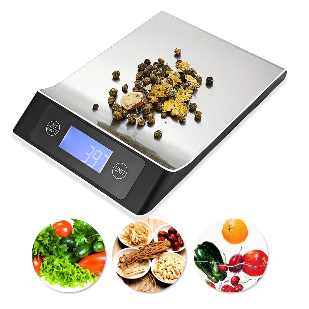 5/10/15KG Digital Multifunction Kitchen Food Weight Scale Back-lit LCD Display Fingerprint Resistant Stainless Steel Platform
5/10/15KG Digital Multifunction Kitchen Food Weight Scale Back-lit LCD Display Fingerprint Resistant Stainless Steel Platform