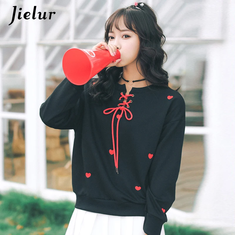 Jielur Young Lace-up Embroidery Love Female Sweatshirts Japanese S-L Thin Women Tops White Kawaii Korean Fashion Ladies Hoodies
Jielur Young Lace-up Embroidery Love Female Sweatshirts Japanese S-L Thin Women Tops White Kawaii Korean Fashion Ladies Hoodies