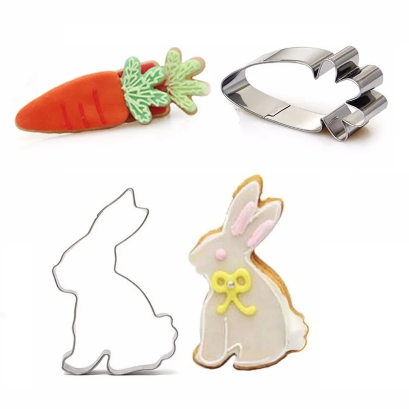 Image Carrot Rabbit Cookie Cutter stainless steel Baking Tools Bread Mold DIY Vegetable Rice Mould family use baking tools for cakes