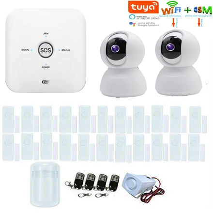 

SmartYIBA Wireless Wifi GSM SMS Home Security Burglar Intruder Alarm WIFI IP Camera Fire Smoke Detector Sensor Tuya APP Control