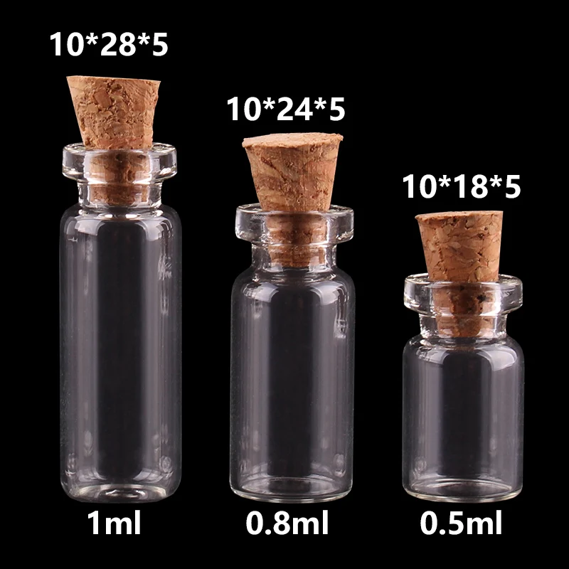 0.5ml 0.8ml 1ml Mini Glass Bottles with Cork Stopper Empty Spice Bottles Jars Gift Crafts Vials 300pcs
0.5ml 0.8ml 1ml Mini Glass Bottles with Cork Stopper Empty Spice Bottles Jars Gift Crafts Vials 300pcs