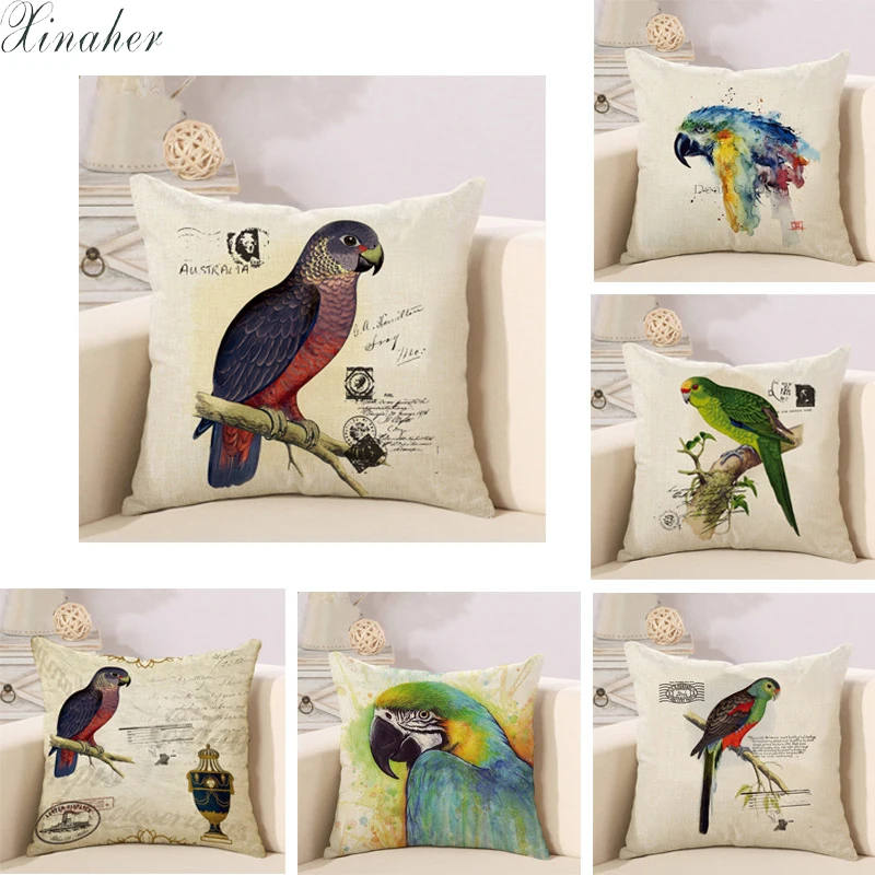 parrot Home Cushion covers Cotton linen beautiful pillow cover Sofa bed Nordic decorative pillow case almofadas 45x45cm
parrot Home Cushion covers Cotton linen beautiful pillow cover Sofa bed Nordic decorative pillow case almofadas 45x45cm