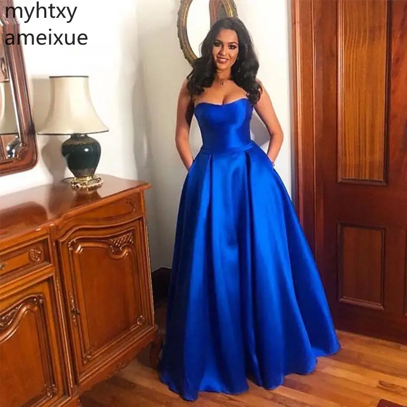 Custom Strapless Royal Blue Prom Dress Long A-line Elegant Stain Simple Formal Evening Party Dresses Robe De Soiree Custom Made
Custom Strapless Royal Blue Prom Dress Long A-line Elegant Stain Simple Formal Evening Party Dresses Robe De Soiree Custom Made