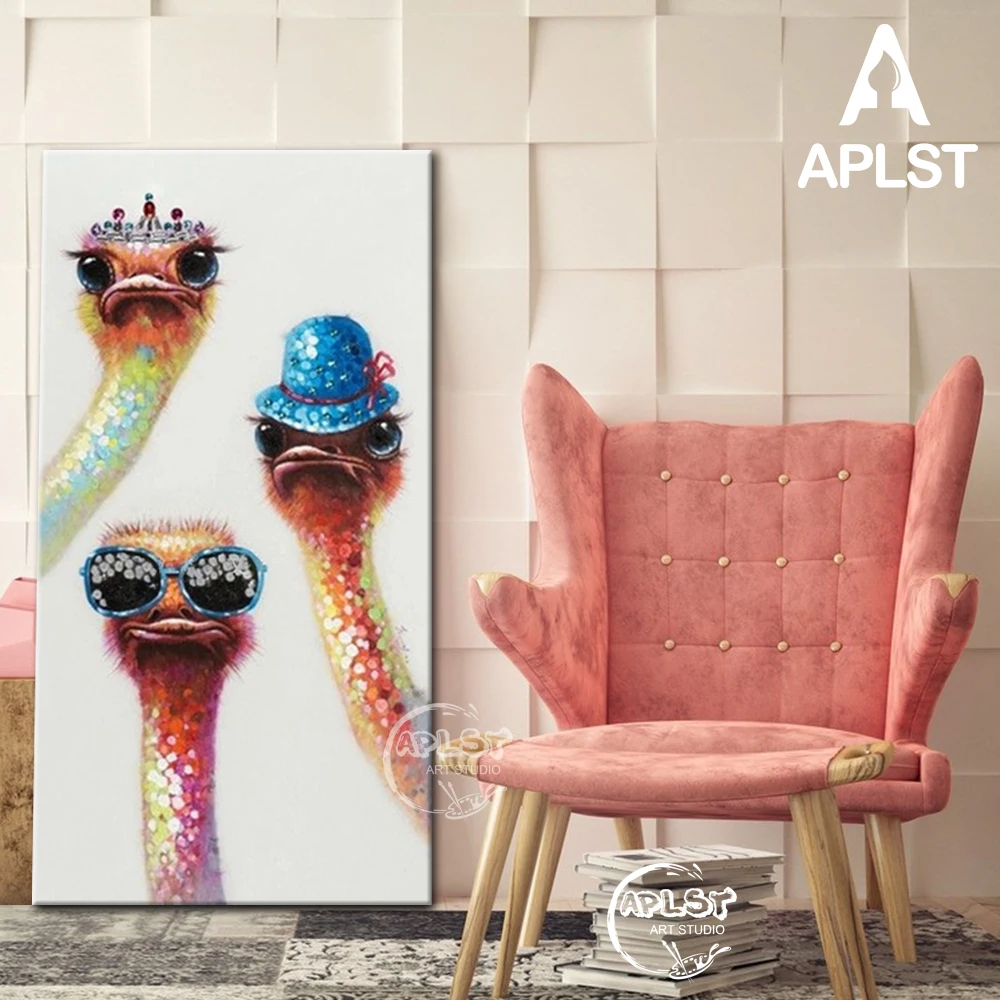 Hand Painted Ostrich Family Oil Painting Birds Canvas Art Funny Animal with Glasses Oil on Canvas Painting Decoration (No frame)
Hand Painted Ostrich Family Oil Painting Birds Canvas Art Funny Animal with Glasses Oil on Canvas Painting Decoration (No frame)