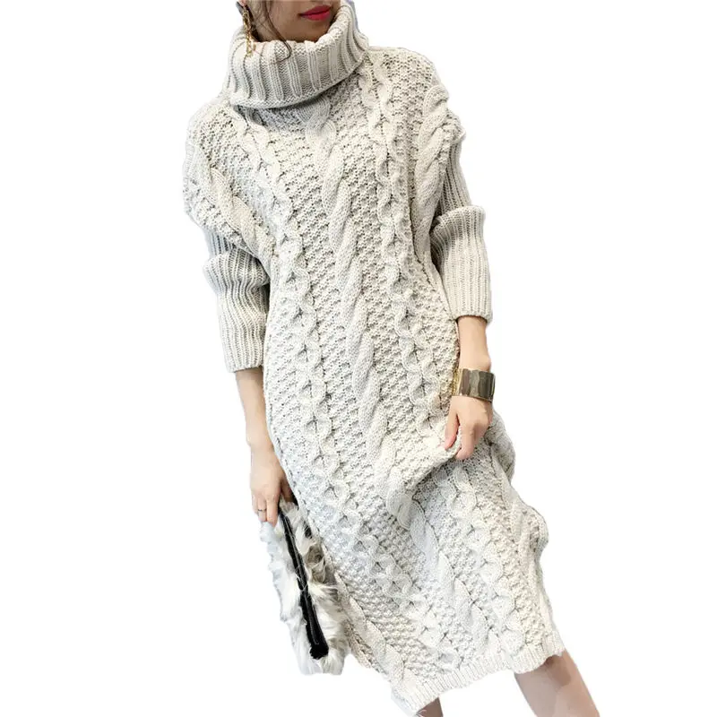 Split Korean Knitted Dresses Women Fall Winter Twist Long Loose Turtleneck Sweater Robe Pull Femme Hiver Pullovers Elbise f389
Split Korean Knitted Dresses Women Fall Winter Twist Long Loose Turtleneck Sweater Robe Pull Femme Hiver Pullovers Elbise f389