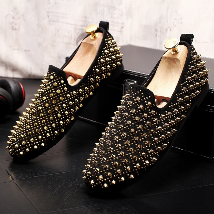 2019 men Flats Cool Golden Rivet Loafers Shoes Brand Ballet Suede Gold Metal Chain Black leather wedding Dress nightClub shoe
2019 men Flats Cool Golden Rivet Loafers Shoes Brand Ballet Suede Gold Metal Chain Black leather wedding Dress nightClub shoe