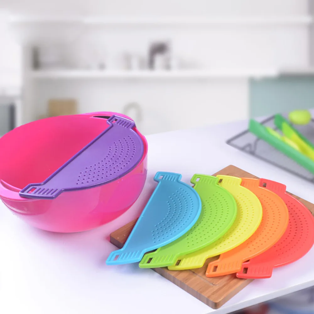 New Kitchen Extras Plastic Clip-On Snap and Durable Rice Wash Sieve Kitchen Washing Draining Board Colanders (random color)
New Kitchen Extras Plastic Clip-On Snap and Durable Rice Wash Sieve Kitchen Washing Draining Board Colanders (random color)