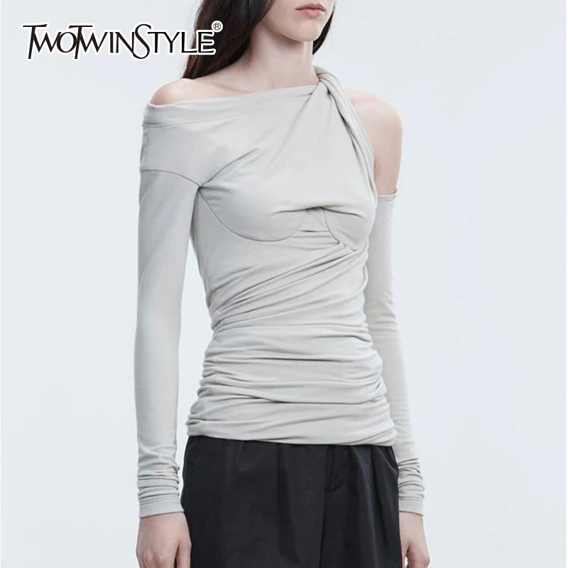 TWOTWINSTYLE Off Shoulder T Shirt Female Ruched Irregular Collar Slim Sexy T Shirts Summer 2019 Fashion Womens Elegant Clothing
TWOTWINSTYLE Off Shoulder T Shirt Female Ruched Irregular Collar Slim Sexy T Shirts Summer 2019 Fashion Womens Elegant Clothing