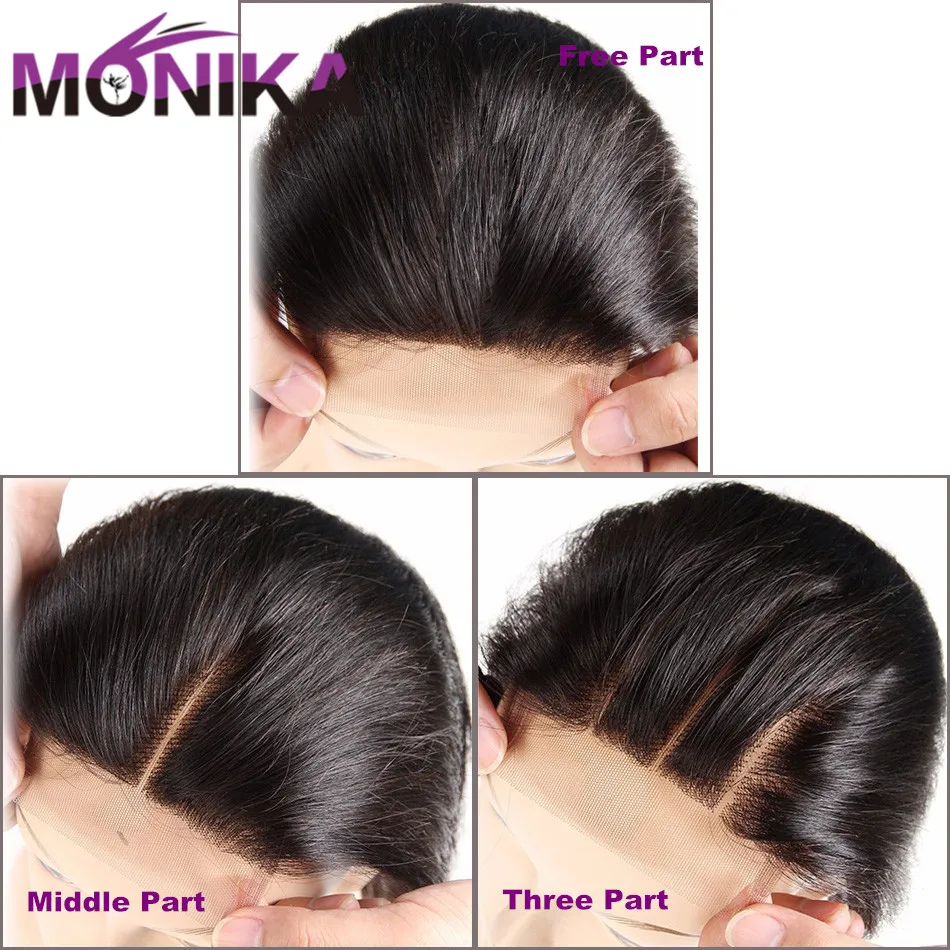 Monika Hair Brazilian Body Wave Lace Closure 4 x 4 Middle Part Three Part Free Part Top Closure 1 Piece Natural Human Hair Weave_