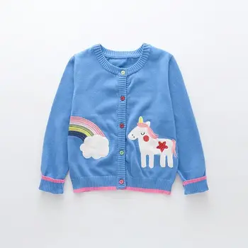 2020 Autumn Baby Girls Coat Rainbow Unicorn Embroidered Kids Knitted Cardigan For Girls Costume Children Sweaters Girls Clothing 
2020 Autumn Baby Girls Coat Rainbow Unicorn Embroidered Kids Knitted Cardigan For Girls Costume Children Sweaters Girls Clothing