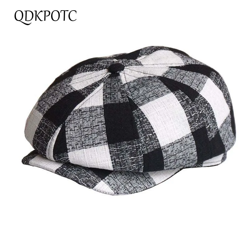 QDKPOTC Spring Summer Plaid Breathable Newsboy Caps Fashion New Cotton Octagonal Cap England Style Painter Hat Men Women Beret
QDKPOTC Spring Summer Plaid Breathable Newsboy Caps Fashion New Cotton Octagonal Cap England Style Painter Hat Men Women Beret